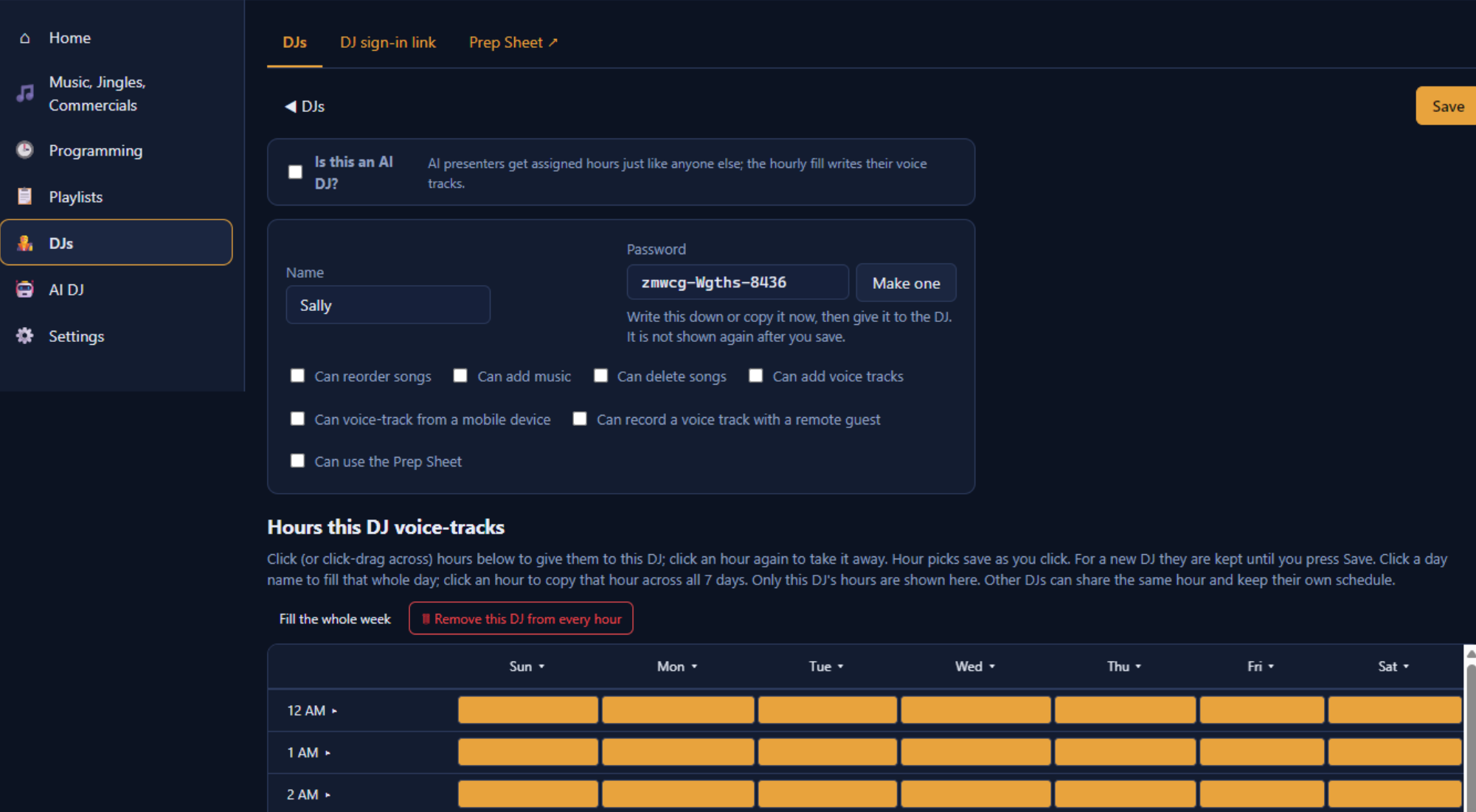 An AI DJ set up to fill hours automatically when no one is scheduled